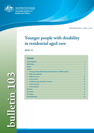 Younger people with disability in residential aged care: 2010–11