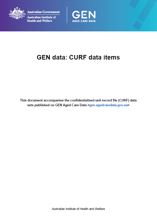 GEN data: CURF data items